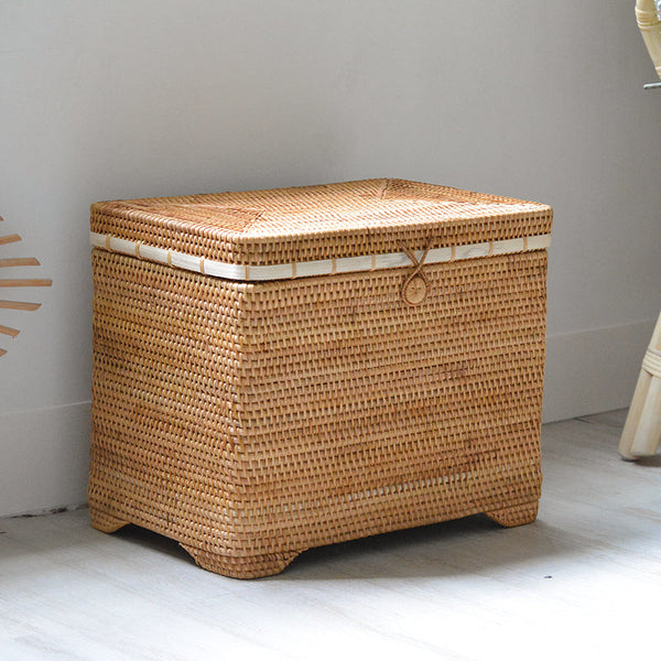 Large Laundry Storage Basket for Clothes, Rectangular Storage Basket, Rattan Baskets, Storage Baskets for Bedroom, Storage Baskets for Shelves-artworkcanvas