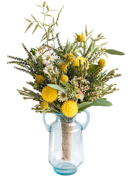 Beautiful Modern Artificial Flowers for Dining Room Table, Dandelion, Wheat Branch, Eucalyptus Globulus, Unique Flower Arrangement for Home Decoration-artworkcanvas