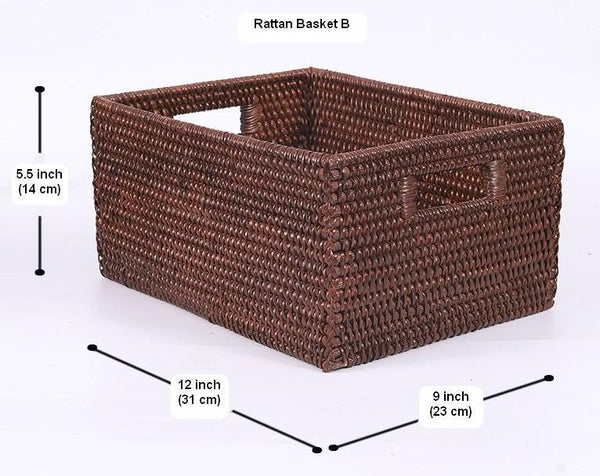 Storage Baskets for Clothes, Rectangular Storage Baskets, Large Brown Woven Storage Baskets, Storage Baskets for Shelves-artworkcanvas