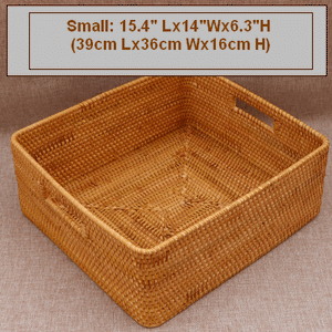 Large Woven Basket with Handle, Vietnam Traditional Handmade Rattan Wicker Storage Basket - Silvia Home Craft