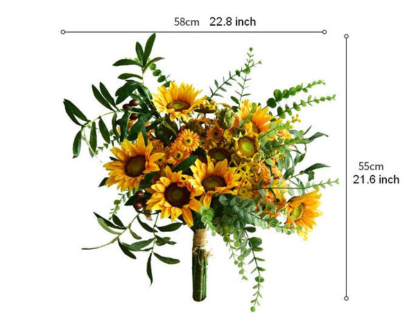 Large Bunch of Yellow Sunflowers, Unique Floral Arrangement for Home Decoration, Table Centerpiece, Real Touch Artificial Flowers for Living Room-artworkcanvas