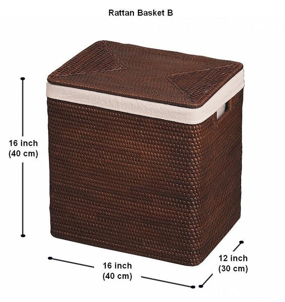Large Rattan Storage Baskets, Storage Baskets for Bathroom, Rectangular Storage Baskets, Storage Basket with Lid, Storage Baskets for Clothes-artworkcanvas