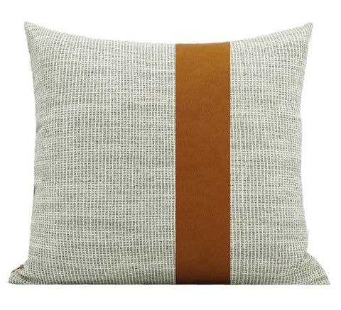 Modern Sofa Pillows for Interior Design, Gray Orange Modern Decorative Throw Pillows, Contemporary Square Modern Throw Pillows for Couch-artworkcanvas