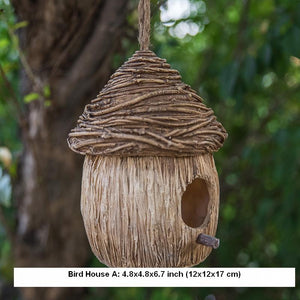 Resin Bird Nest for Garden Ornament, Bird House in the Garden, Lovely Birds House, Outdoor Decoration Ideas, Garden Ideas-artworkcanvas