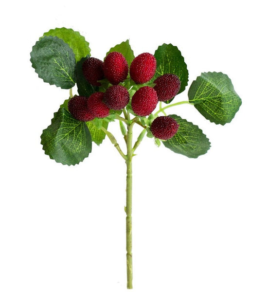 Raspberry Fruit Branch, Flower Arrangement Ideas for Home Decoration, Simple Artificial Flowers for Living Room, Spring Artificial Floral for Dining Room-artworkcanvas