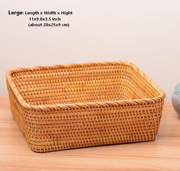 Woven Rectangular Storage Basket, Lovely Rattan Storage Basket, Storage Baskets for Kitchen-artworkcanvas