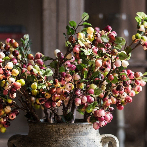 Cranberry Fruit Branch, Flower Arrangement Ideas for Living Room, Unique Artificial Flowers for Home Decoration, Spring Artificial Floral for Bedroom-artworkcanvas