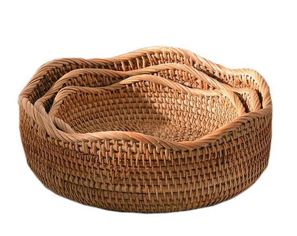 Woven Round Storage Baskets, Rattan Storage Baskets, Storage Baskets for Kitchen, Pantry Storage Baskets-artworkcanvas