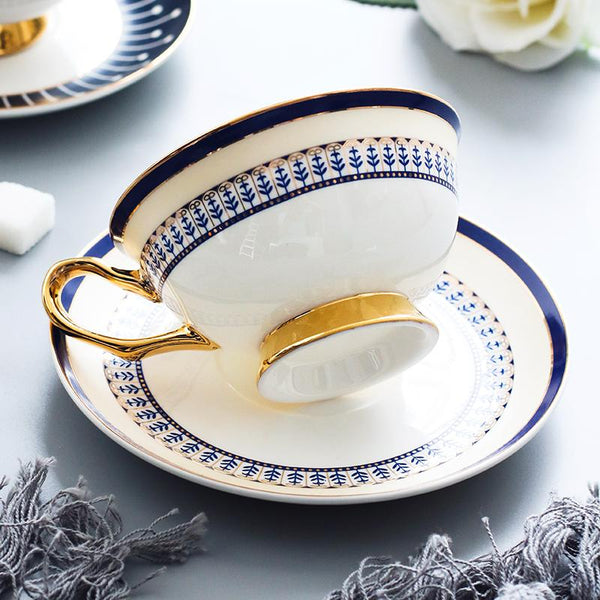 British Tea Cups, Porcelain Coffee Cups, Latte Coffee Cups, Tea Cups and Saucers, Coffee Cups with Gold Trim and Gift Box-artworkcanvas