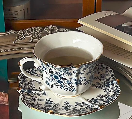 French Style China Porcelain Tea Cup Set, Unique Tea Cup and Saucers, Royal Ceramic Cups, Elegant Vintage Ceramic Coffee Cups for Afternoon Tea-artworkcanvas