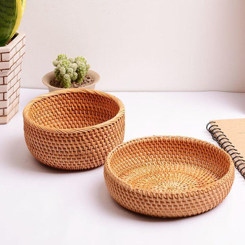 Small Storage Basket, Round Storage Basket, Woven Storage Baskets for Kitchen, Storage Basket for Dining Room-artworkcanvas
