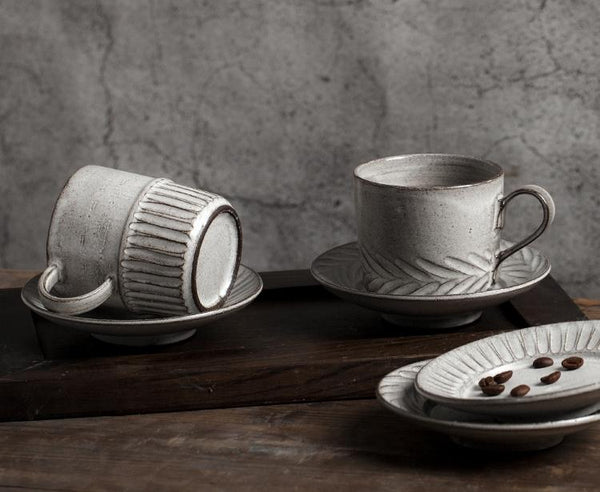 Latte Coffee Cup, Ceramic Coffee Cup, Pottery Coffee Cups, Breakfast Milk Cup, Cappuccino Coffee Mug, Coffee Cup and Saucer Set-artworkcanvas