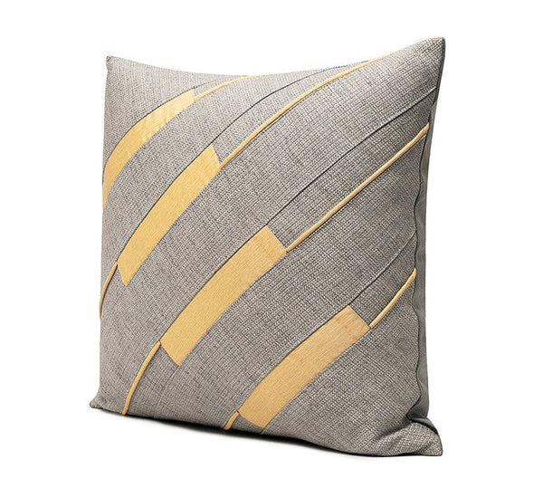 Grey Throw Pillow for Couch, Simple Modern Sofa Pillows, Grey Yellow Decorative Pillows, Modern Throw Pillows for Couch-artworkcanvas