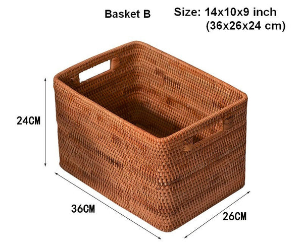 Rattan Storage Baskets, Storage Basket for Shelves, Rectangular Storage Basket for Toys, Storage Baskets for Kitchen, Storage Baskets for Bedroom-artworkcanvas