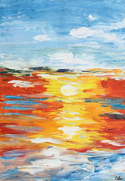 Small Painting, Heavy Texture Oil Painting, Flower Field Painting, Abstract Painting-artworkcanvas