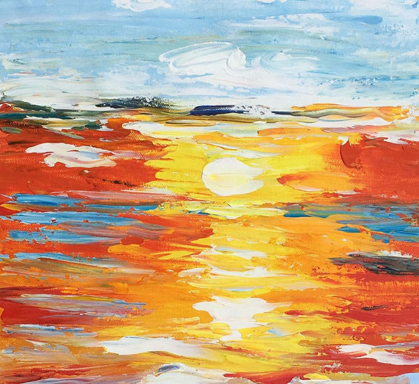 Small Painting, Heavy Texture Oil Painting, Flower Field Painting, Abstract Painting-artworkcanvas