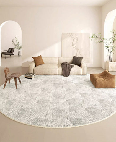 Contemporary Area Rugs for Bedroom, Round Area Rug for Dining Room, Coffee Table Rugs, Circular Modern Area Rug, Large Rugs for Living Room-artworkcanvas