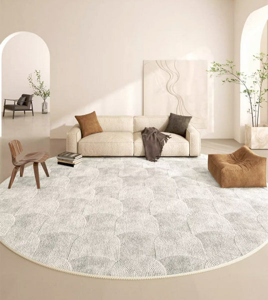 Contemporary Area Rugs for Bedroom, Round Area Rug for Dining Room, Coffee Table Rugs, Circular Modern Area Rug, Large Rugs for Living Room-artworkcanvas