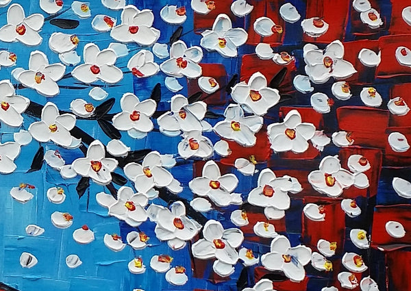 Flower Tree Painting, Kitchen Wall Art, Flower Painting, Original Artwork-artworkcanvas