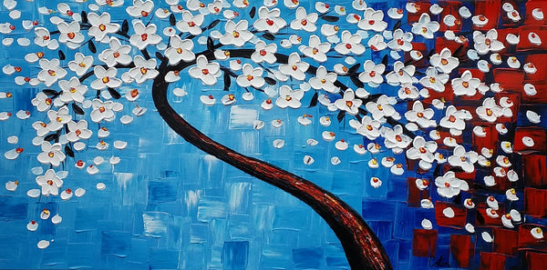 Flower Tree Painting, Kitchen Wall Art, Flower Painting, Original Artwork-artworkcanvas