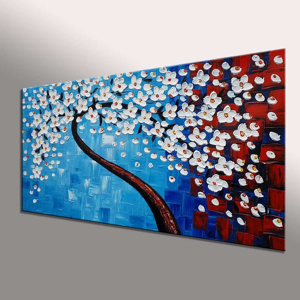 Flower Tree Painting, Kitchen Wall Art, Flower Painting, Original Artwork-artworkcanvas