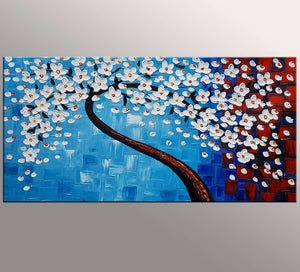 Flower Tree Painting, Kitchen Wall Art, Flower Painting, Original Artwork-artworkcanvas
