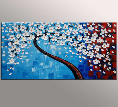 Flower Tree Painting, Kitchen Wall Art, Flower Painting, Original Artwork-artworkcanvas