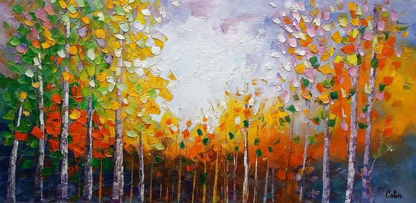 Oil Painting, Landscape Painting, Tree Painting, Abstract Painting, Large Art, Canvas Art, Bedroom Wall Art, Canvas Painting-artworkcanvas