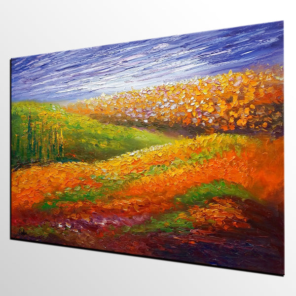 Oil Painting, Flower Field Painting, Abstract Painting, Landscape Art, Modern Art, Canvas Art, Living Room Wall Art, Canvas Painting-artworkcanvas