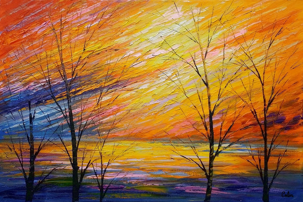 Abstract Art, Sunset Sky Painting, Oil Painting, Modern Art, Canvas Art-artworkcanvas