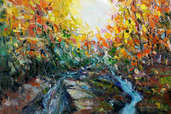 Forest River Painting, Oil Painting, Abstract Painting, Modern Art, Large Canvas Art, Living Room Wall Art, Canvas Painting-artworkcanvas