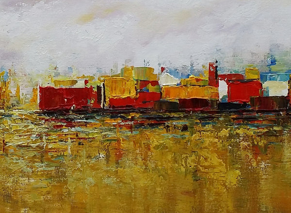 Cityscape Art, Canvas Wall Art, Landscape Painting, Contemporary Artwork, Art on Canvas-artworkcanvas