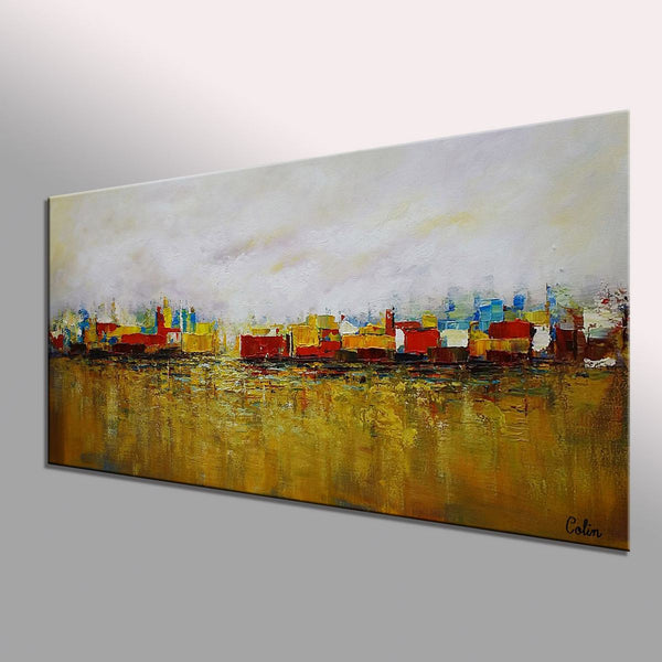 Cityscape Art, Canvas Wall Art, Landscape Painting, Contemporary Artwork, Art on Canvas-artworkcanvas