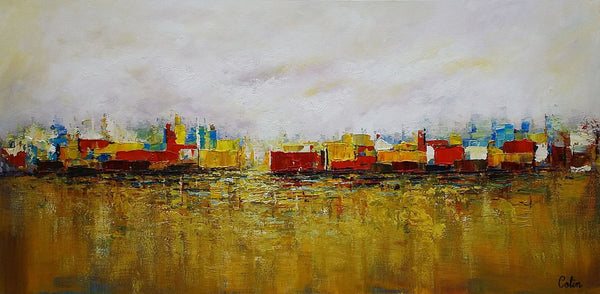Cityscape Art, Canvas Wall Art, Landscape Painting, Contemporary Artwork, Art on Canvas-artworkcanvas