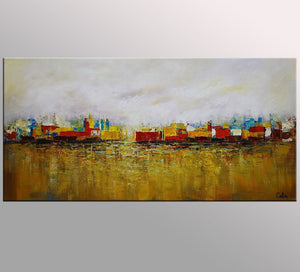 Cityscape Art, Canvas Wall Art, Landscape Painting, Contemporary Artwork, Art on Canvas-artworkcanvas