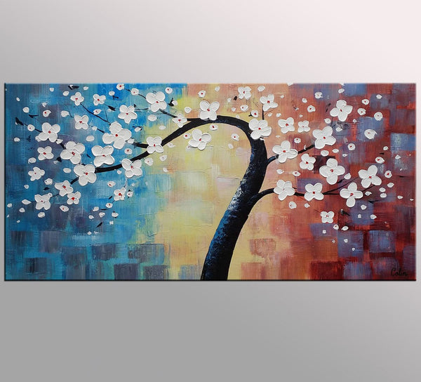 Flower Tree Painting, Still Life Art, Flower Painting, Large Art, Canvas Art, Wall Art, Original Artwork, Canvas Painting, 377-artworkcanvas