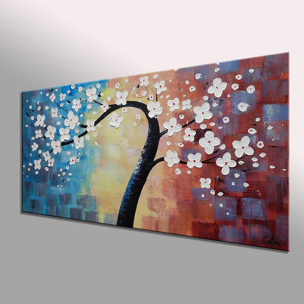 Flower Tree Painting, Still Life Art, Flower Painting, Large Art, Canvas Art, Wall Art, Original Artwork, Canvas Painting, 377-artworkcanvas