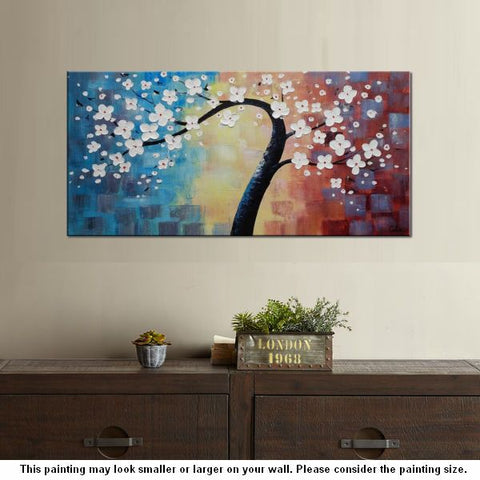 Flower Tree Painting, Still Life Art, Flower Painting, Large Art, Canvas Art, Wall Art, Original Artwork, Canvas Painting, 377-artworkcanvas