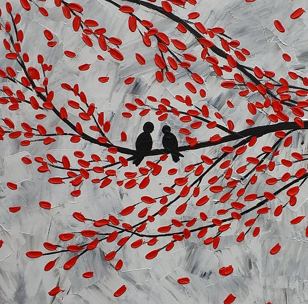 Abstract Painting Love, Love Birds Painting, Original Art Painting-artworkcanvas