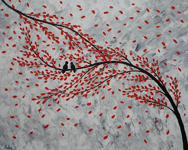 Abstract Painting Love, Love Birds Painting, Original Art Painting-artworkcanvas