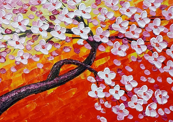 Flower Tree Painting, Canvas Wall Art, Flower Painting, Large Art, Canvas Art, Wall Art, Original Art, Canvas Painting, 387-artworkcanvas