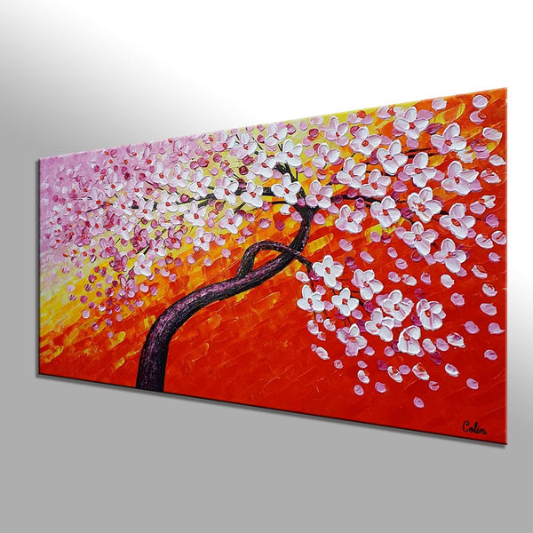 Flower Tree Painting, Canvas Wall Art, Flower Painting, Large Art, Canvas Art, Wall Art, Original Art, Canvas Painting, 387-artworkcanvas