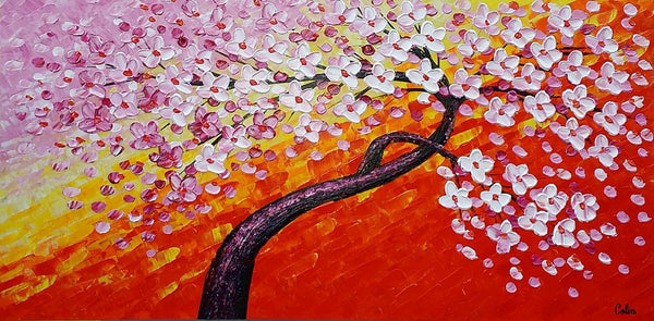 Flower Tree Painting, Canvas Wall Art, Flower Painting, Large Art, Canvas Art, Wall Art, Original Art, Canvas Painting, 387-artworkcanvas