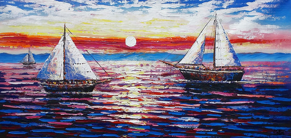 Sail Boat Painting, Original Wall Art, Seascape Painting, Framed Art, Canvas Art, Wall Art, Original Art, Canvas Painting, 391-artworkcanvas