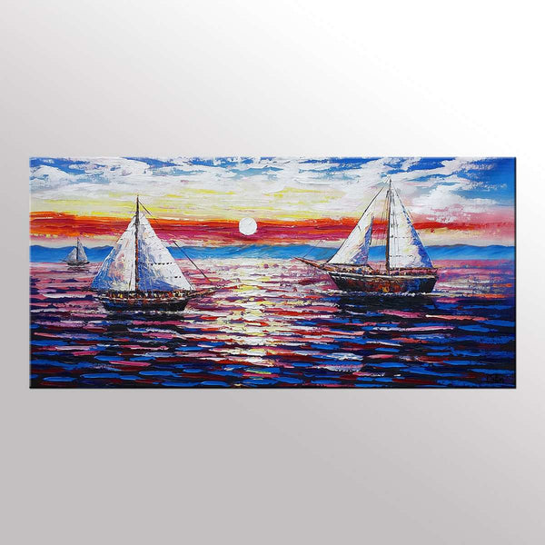 Sail Boat Painting, Original Wall Art, Seascape Painting, Framed Art, Canvas Art, Wall Art, Original Art, Canvas Painting, 391-artworkcanvas