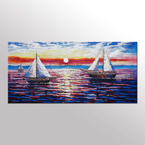Sail Boat Painting, Original Wall Art, Seascape Painting, Framed Art, Canvas Art, Wall Art, Original Art, Canvas Painting, 391-artworkcanvas