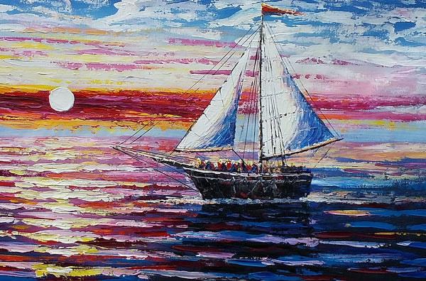 Original Painting, Sail Boat Painting, Seascape Painting, Framed Art, Canvas Art, Wall Art, Canvas Art, Canvas Painting, 392-artworkcanvas