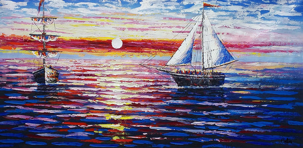 Original Painting, Sail Boat Painting, Seascape Painting, Framed Art, Canvas Art, Wall Art, Canvas Art, Canvas Painting, 392-artworkcanvas