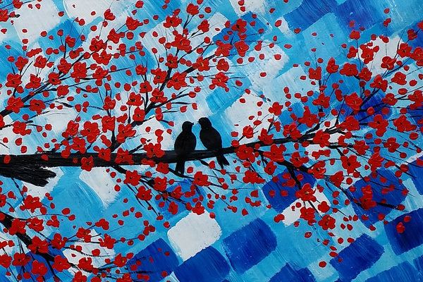 Love Birds Painting, Original Wall Art, Bedroom Painting, Large Art, Canvas Art, Wall Art, Original Art, Canvas Painting, Abstract Art, 394-artworkcanvas