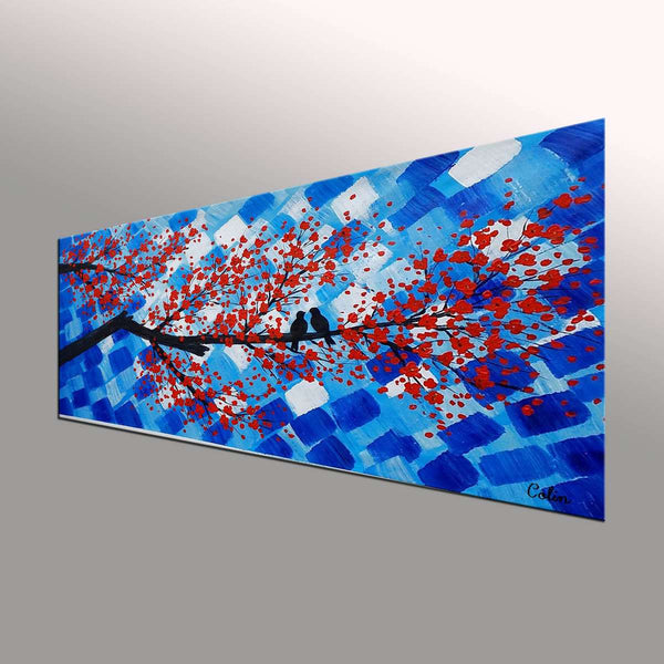 Love Birds Painting, Original Wall Art, Bedroom Painting, Large Art, Canvas Art, Wall Art, Original Art, Canvas Painting, Abstract Art, 394-artworkcanvas